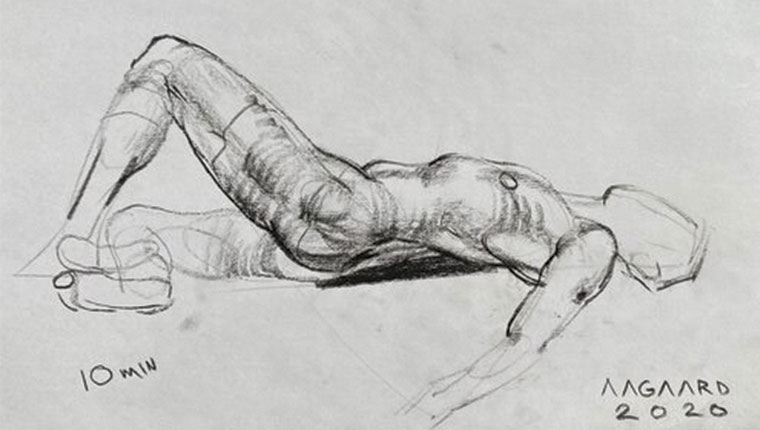 Rasmus Aagaard: Croquis af liggende mand