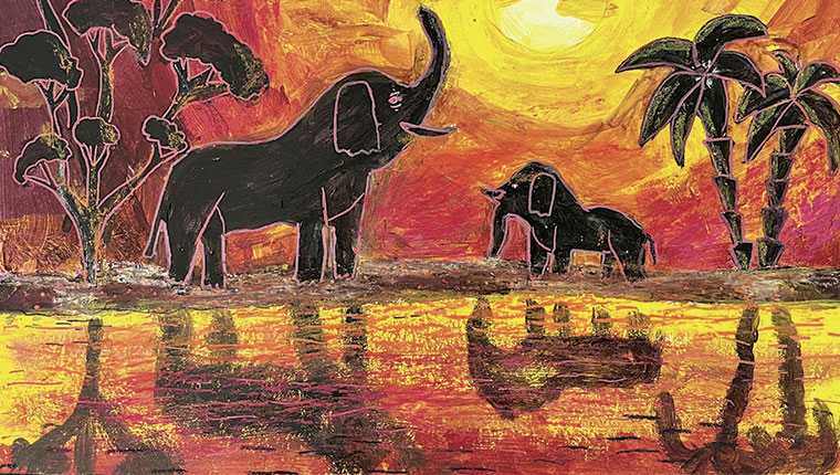 Børnkunst elefanter