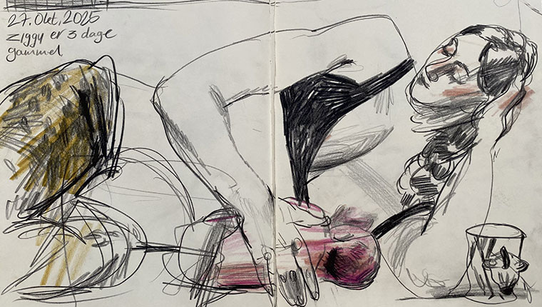 Rasmus' tegning af Emma og Ziggy 3 dage